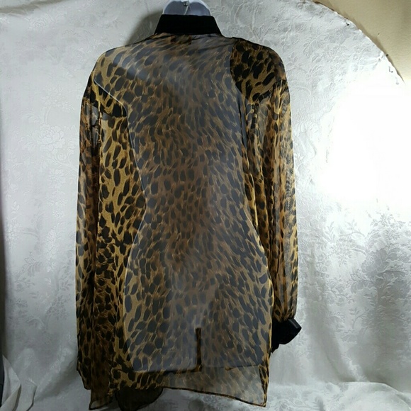 Animal print button down sheer shirt - Picture 2 of 4