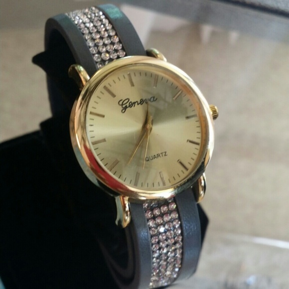 Geneva Gray Leather Wrap Watch