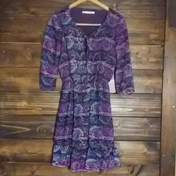 Maurices purple print dress size small
