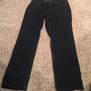 Dark denim elastic waist banded jeans