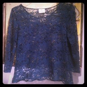 Sheer lace blue top