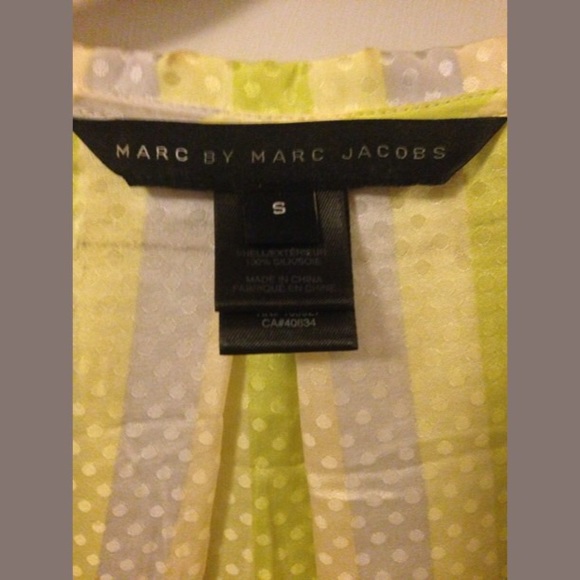MARC BY MARC JACOBS Yellow Gray Pleats Silk Blouse - Picture 3 of 4