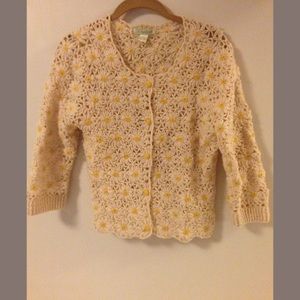 LUCKY BRAND Wool Daisy Knit Cardigan Amazing