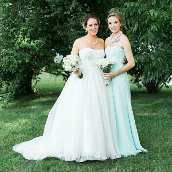 Mint green Davids Bridal Bridesmaid dress