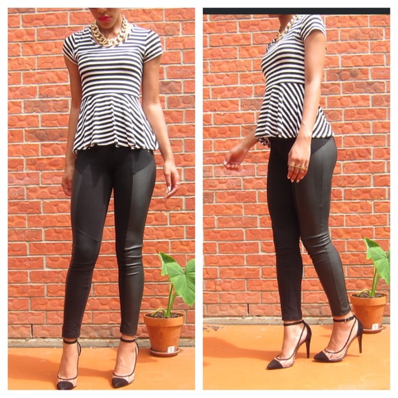 Bcbgeneration Black and White Peplum Top.