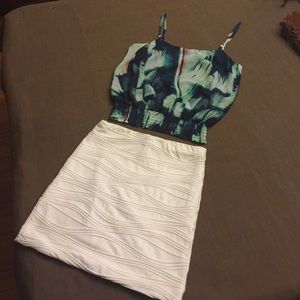 Peacock colored crop top