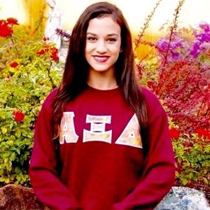 Alpha Xi Delta Burgundy Crew Neck Sweatshirt