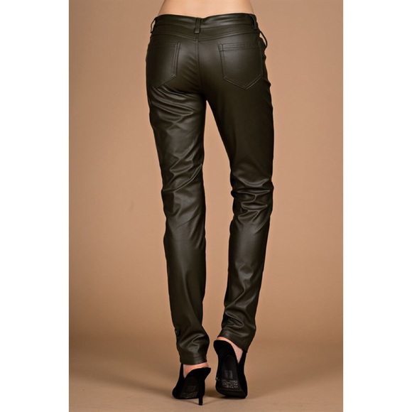 X "Islay" Olive Faux Leather Pants - Picture 4 of 4