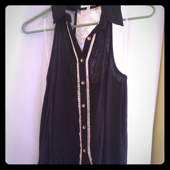 Collared button down high low shirt