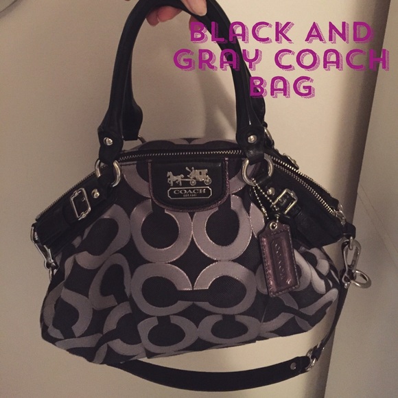 Black And Gray Coach Bag W/Dust Bag