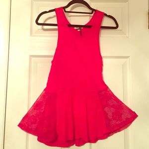 Knit lace peplum top