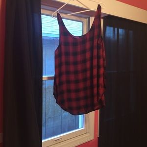 Red and Black Plaid Print Tank