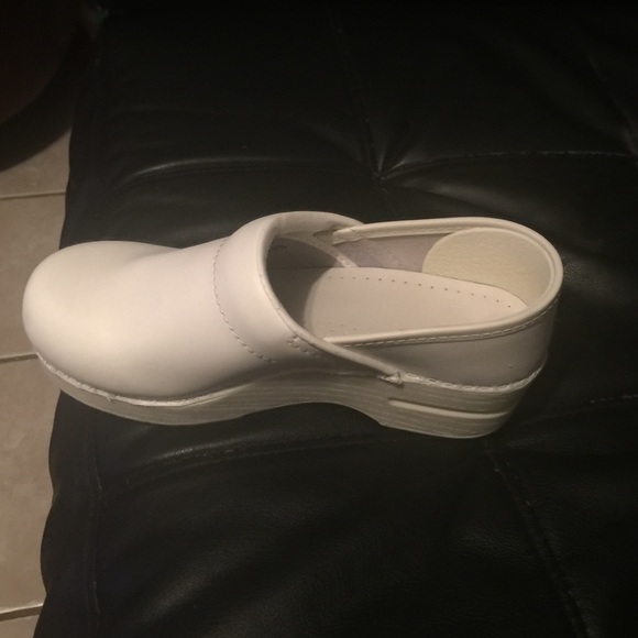 Dansko white clogs with back