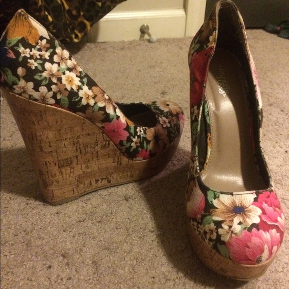 Charlotte Russe Shoes - Floral dress wedges