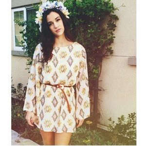 Cream Diamond Print Shift Dress