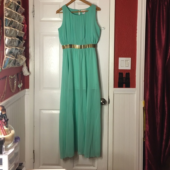Long teal dress