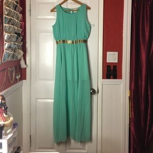 Long teal dress