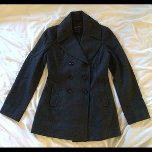 Black Rivet - charcoal gray wool peacoat