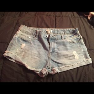 Distressed Light Wash Shorts