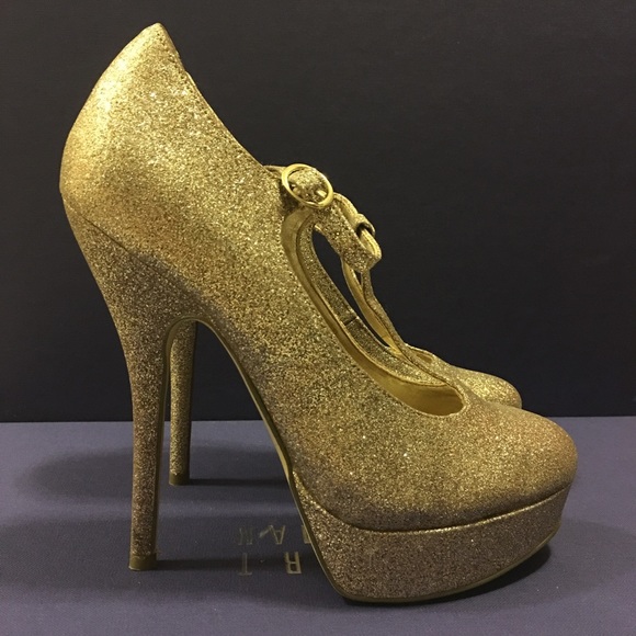 [Brand New] Steve Madden gold glitter platform