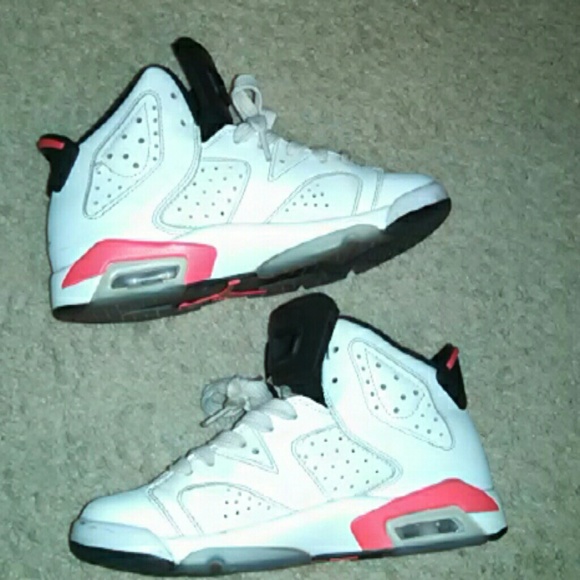 White and pink Jordan's