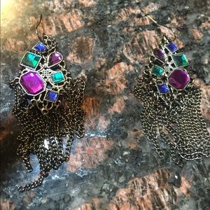 🔵Colorful Stone fringe earrings