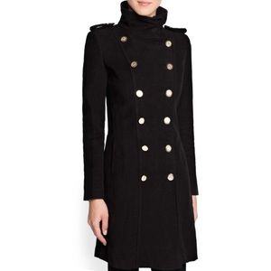 Mango Black Military Coat