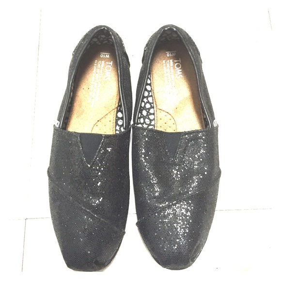 TOMS black glitter shoes