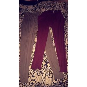 Maroon and tan legging