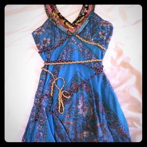 Free People - halter top with braided belt