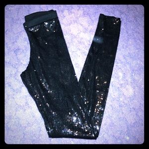 Sequin black leggings