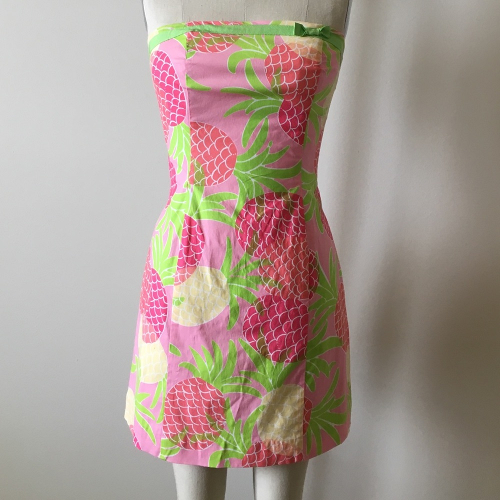Lilly Pulitzer- Strapless Pineapple Print Dress