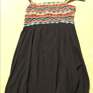 Bright colored tribal and navy dress