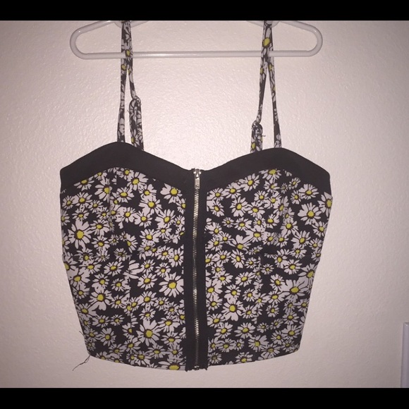 Daisy Zip Up Crop Top
