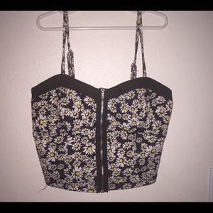 Daisy Zip Up Crop Top