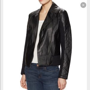 Quilter Sleeve Faux Leather Jacket