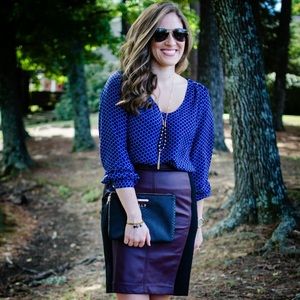 Ann Taylor Blue Hexagon Print Blouse