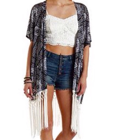 Charlotte Russe Sweaters - CHARLOTTE RUSSE FRINGED CARDIGAN