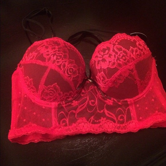 Red lace push up bra