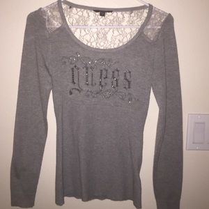 Guess Top w/ Jewels & Lace