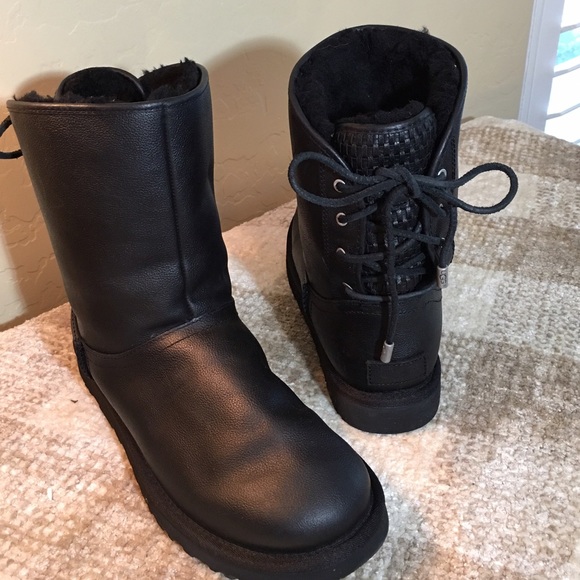 UGG Shoes - UGG Brand New 💀Black Leather Lace up Boots