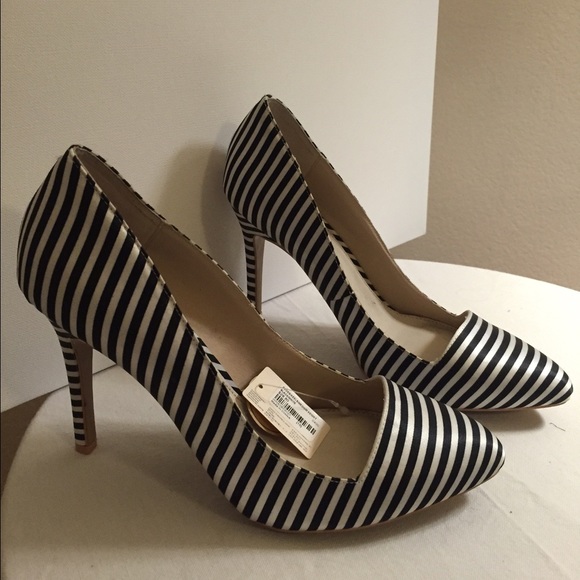 Black and white striped heals from forever 21