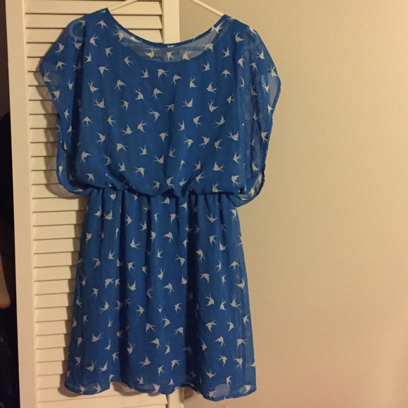 Blue dress with birds