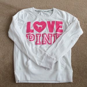 White/Pink Victoria's Secret Crewneck Sweater