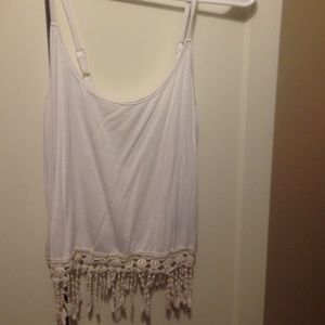 Cute white fringe crop top