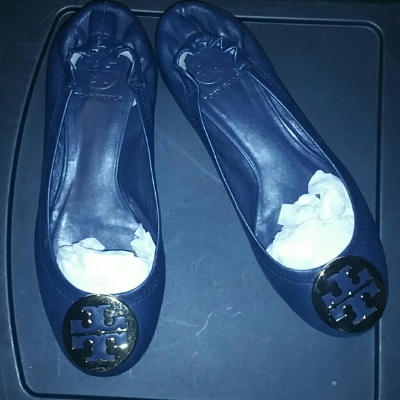 Tory Burch Navy Blue Reva Ballet Flats