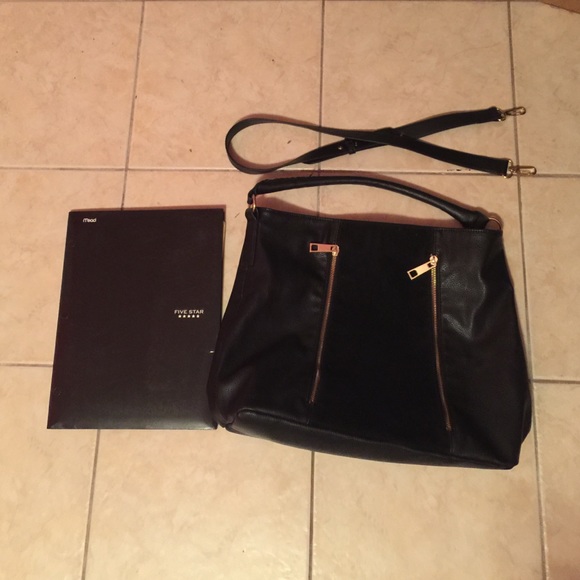 Black H&M Faux Leather and Suede Bag