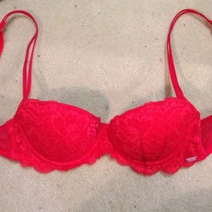 Beautiful, red, VS Pink push-up bra.
