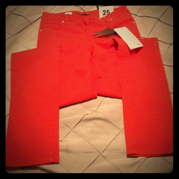 Lacoste bright orange skinny jeans - Picture 1 of 3