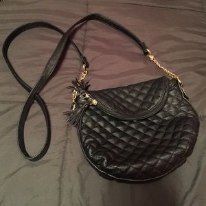 Black Pleated Cross Body Bag